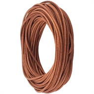 10 m. brun lædersnor, 2 mm.